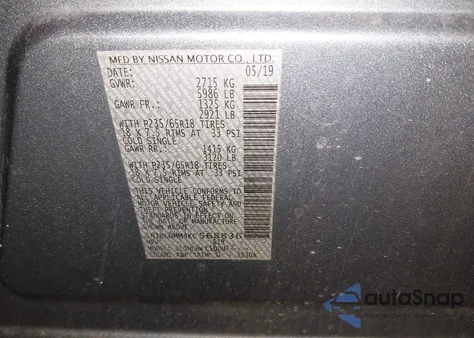 2019 Infiniti Qx60 Pure z USA, uszkodzony, nr VIN 5N1DL0MM4KC568836